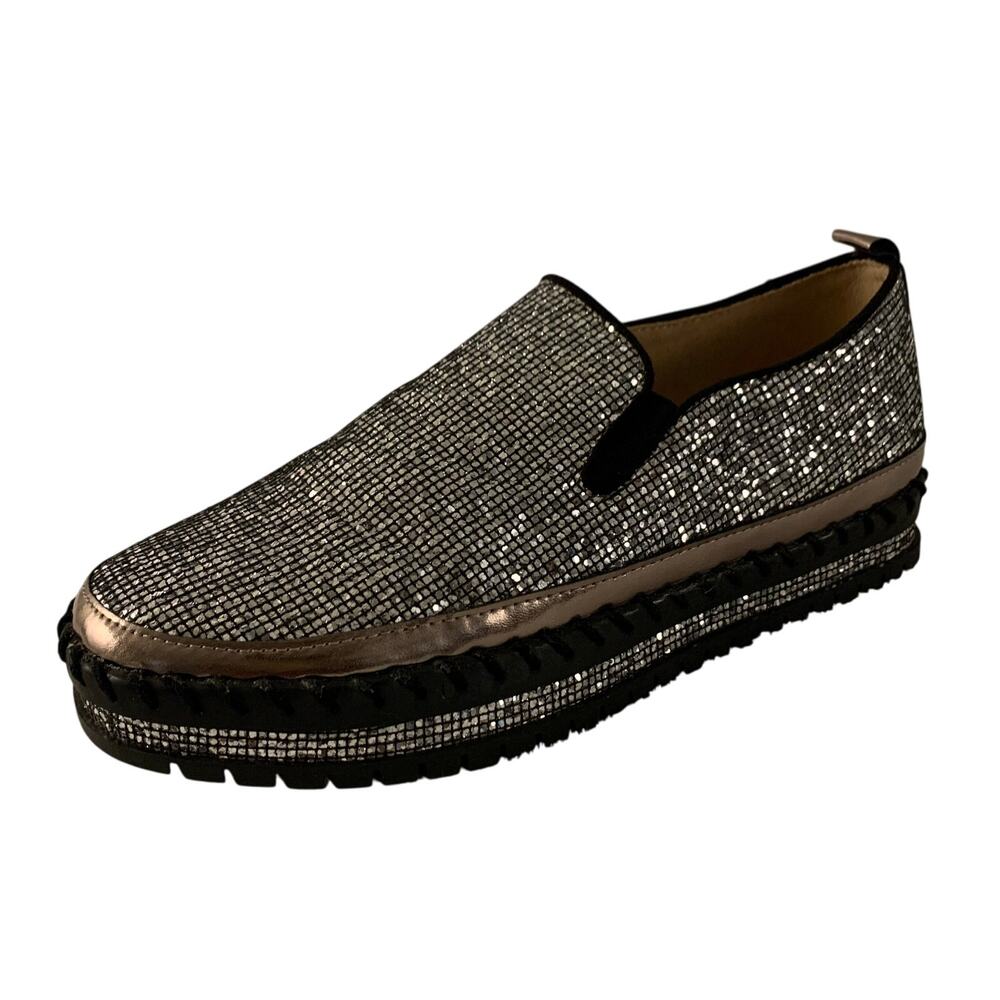 Jolimall Women's Glitter Slip-On Platform Loafers Size 7